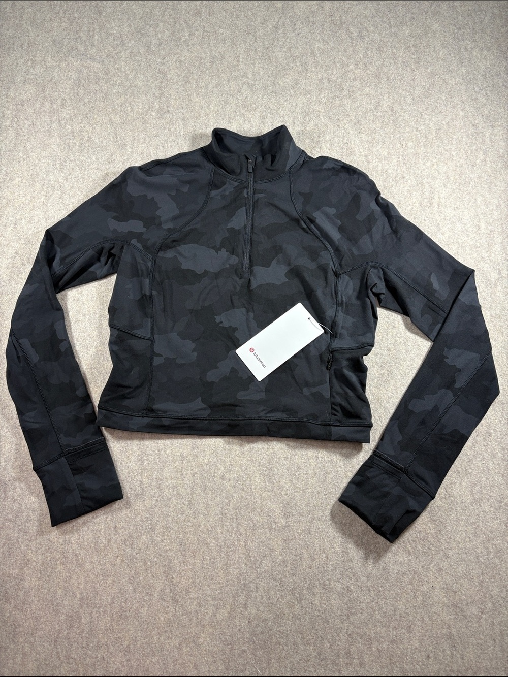 NWT Lululemon It's Rulu Run Cropped 1/2 Zip 10 Heritage Camo Deep Coal Multi